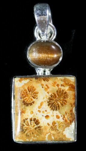 Million Year Old Fossil Coral Pendant - Sterling Silver #48490